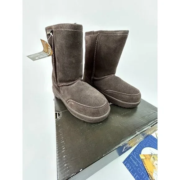BearPaw Meadow Youth Short 604Y Chocolate Winter Boots Size 2 Youths Shoes NEW - Picture 1 of 10
